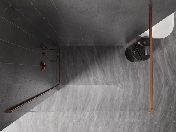 Mexen, Perete de duș Mexen Kioto-X 70 x 200 cm, transparent 10 mm, cupru periat - 800-070-101-65-00-X