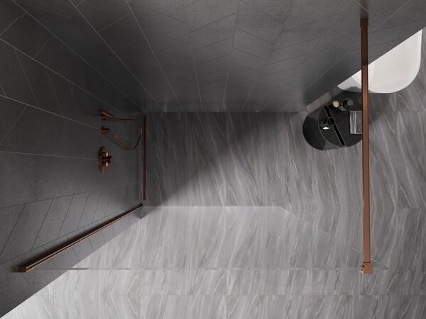 Mexen, Perete de duș Mexen Kioto-X 80 x 200 cm, transparent 10 mm, auriu roz - 800-080-101-60-00-X
