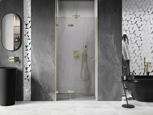 Mexen, Ușă de duș cu balamale pe stânga Mexen Lunar 70 cm, transparentă, auriu periat - 834-070-000-55-00-L
