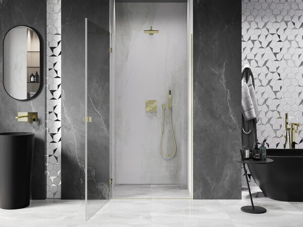 Mexen, Ușă de duș pivotantă Mexen Lunar-B, stânga, 65 cm, transparentă, auriu periat - 832-065-000-55-00-L