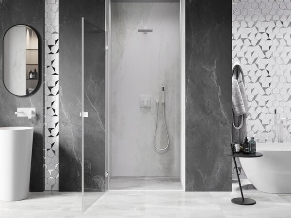 Mexen, Ușă de duș pivotantă Mexen Lunar-B stânga 60 cm, transparentă, albă - 832-060-000-20-00-L