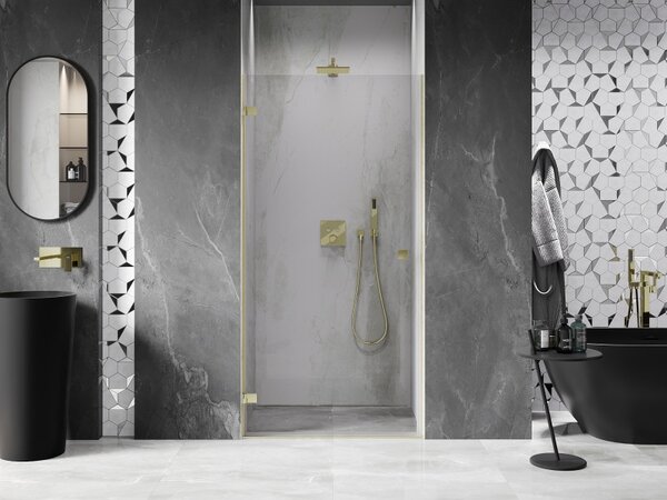 Mexen, Ușă de duș pivotantă Mexen Lunar-B, stânga, 65 cm, transparentă, auriu periat - 832-065-000-55-00-L