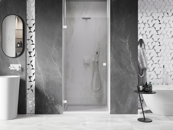 Mexen, Ușă de duș pivotantă Mexen Lunar-B stânga 60 cm, transparentă, albă - 832-060-000-20-00-L