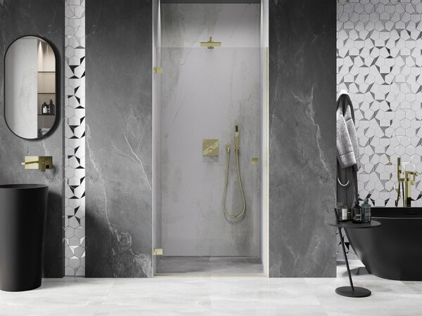 Mexen, Ușă de duș pivotantă Mexen Lunar-B, stânga, 65 cm, transparentă, auriu periat - 832-065-000-55-00-L