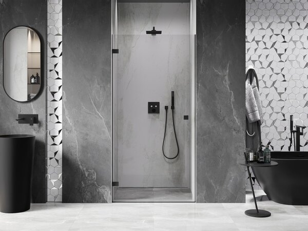 Mexen, Ușă de duș pivotantă Mexen Lunar-B, stânga, 65 cm, transparentă, neagră - 832-065-000-70-00-L