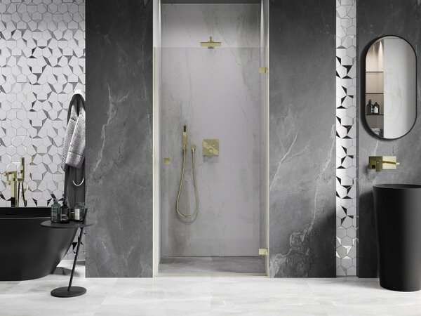 Mexen, Ușă de duș cu balamale pe dreapta Mexen Lunar-B 70 cm, transparentă, auriu periat - 832-070-000-55-00-P