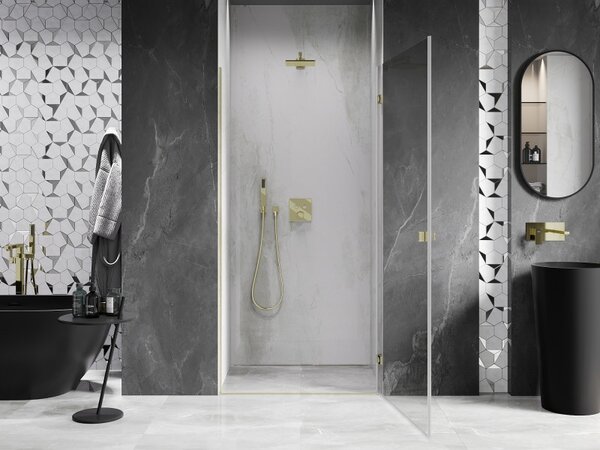 Mexen, Ușă de duș cu balamale pe dreapta Mexen Lunar-B 70 cm, transparentă, auriu periat - 832-070-000-55-00-P