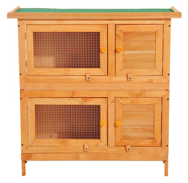 PawHut Cușcă pentru Iepuri pentru Extern, din lemn de Brad, 90x45x90cm