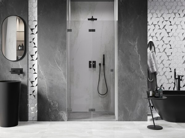 Mexen, Ușă de duș cu balamale pe stânga Mexen Lunar-F 60 cm, transparentă, gri bronz periat - 836-060-000-66-00-L