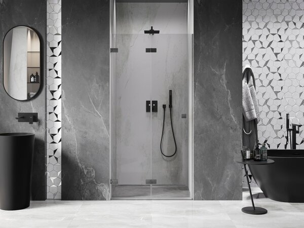 Mexen, Ușă de duș cu balamale pe stânga Mexen Lunar-F 60 cm, transparentă, gri bronz periat - 836-060-000-66-00-L