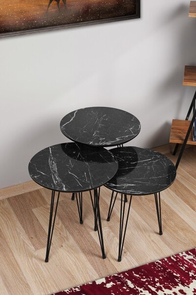 Masuta de Cafea MDF Mime, Negru, 38 x 38 x 55 - 50, 45 cm