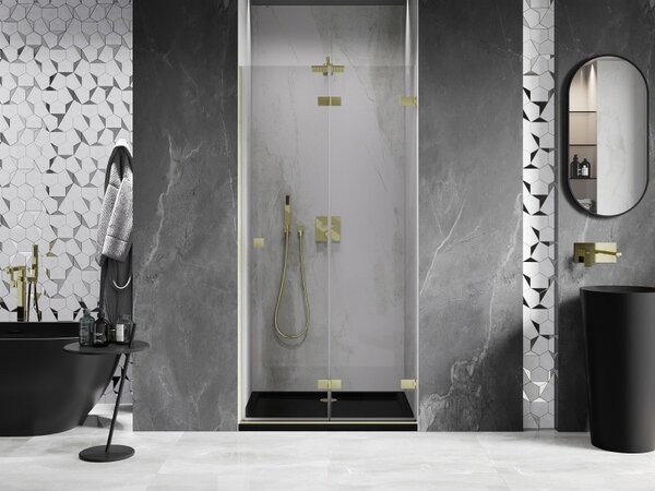 Mexen, Ușă de duș pliabilă Mexen Lunar-F dreapta 65 cm, transparentă, auriu periat - 836-065-000-55-00-P