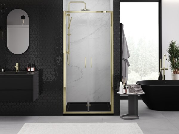 Mexen Exo, ușă de duș cu balamale duble 70 cm, sticlă transparentă, aurie, 814-070-000-50-00