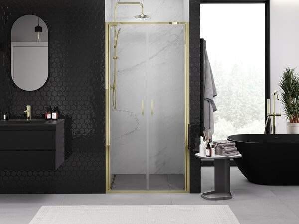 Mexen Exo, ușă de duș cu balamale duble 70 cm, sticlă transparentă, aurie, 814-070-000-50-00