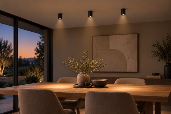 Spot aparent LED cilindric AURA LIGHT negru gunmetal LUXON