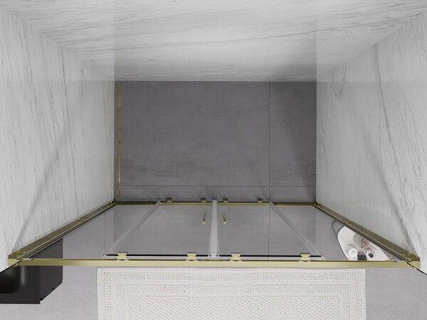 Mexen Exo, ușă de duș glisantă dublă 130 cm, sticlă transparentă, auriu, 8152-130-000-50-00