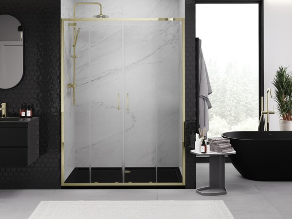 Mexen Exo, ușă de duș glisantă dublă 130 cm, sticlă transparentă, auriu, 8152-130-000-50-00