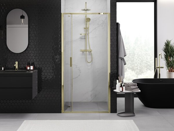 Mexen Exo, ușă de duș pliabilă 60 cm, sticlă transparentă, aurie, 816-060-000-50-00