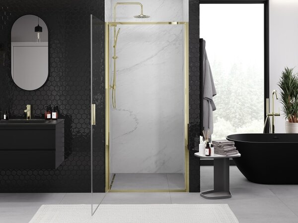Mexen Exo, ușă de duș cu balamale 60 cm, sticlă transparentă, auriu, 817-060-000-50-00