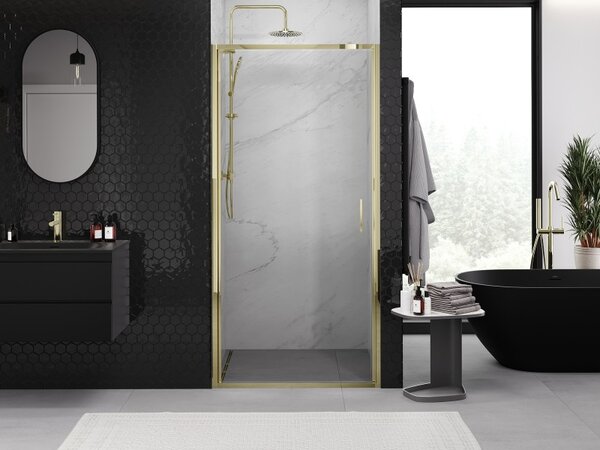 Mexen Exo, ușă de duș cu balamale 60 cm, sticlă transparentă, auriu, 817-060-000-50-00