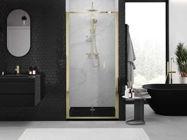 Mexen Exo, ușă de duș pliabilă 60 cm, sticlă transparentă, aurie, 816-060-000-50-00