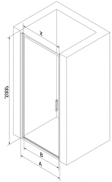 Mexen Exo, ușă de duș cu balamale 60 cm, sticlă transparentă, auriu, 817-060-000-50-00