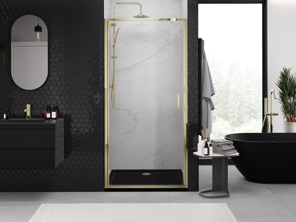 Mexen Exo, ușă de duș cu balamale 60 cm, sticlă transparentă, auriu, 817-060-000-50-00