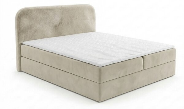 Pat tapițat boxspring FORENA 140x200 cm crem Saltele: Saltea cu arcuri Bonell