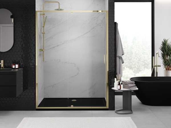 Mexen Exo, ușă de duș cu balamale 155 cm, sticlă transparentă, auriu, 819-155-000-50-00