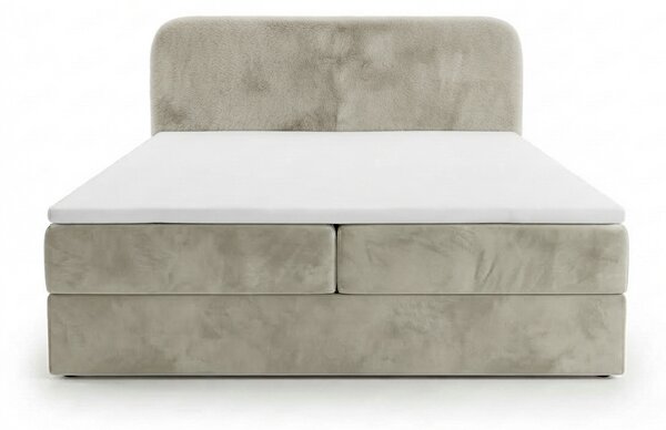 Pat tapițat boxspring FORENA 140x200 cm crem Saltele: Saltea cu arcuri Bonell
