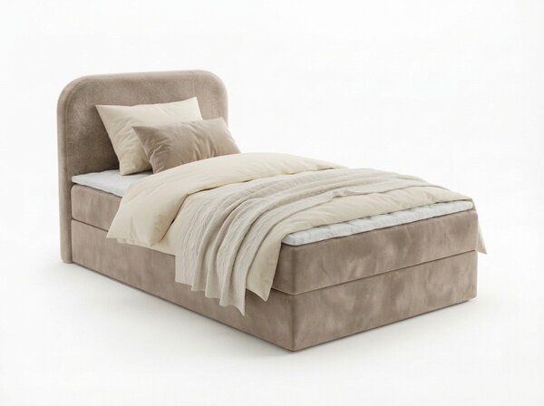 Pat boxspring tapițat FORENA 90x200 cm bej Saltele: Saltea cu arcuri Bonell