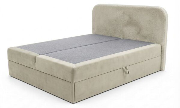Pat tapițat boxspring FORENA 140x200 cm crem Saltele: Saltea cu arcuri Bonell