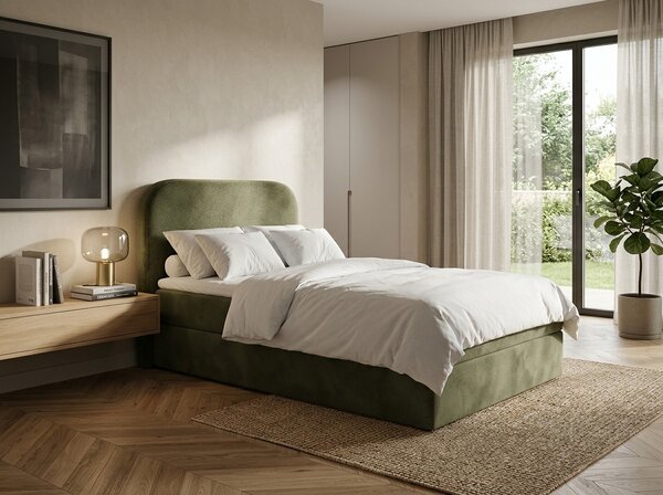 Pat tapitat boxspring FORENA 90x200 cm verde inchis Saltele: Saltea cu arcuri Bonell