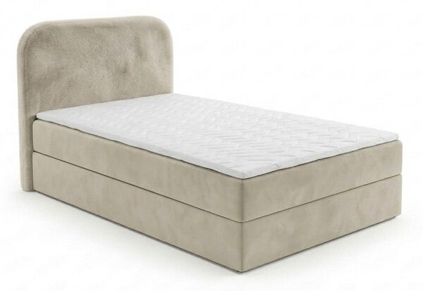 Pat boxspring tapitat FORENA 90x200 cm crem Saltele: Saltea cu arcuri Bonell