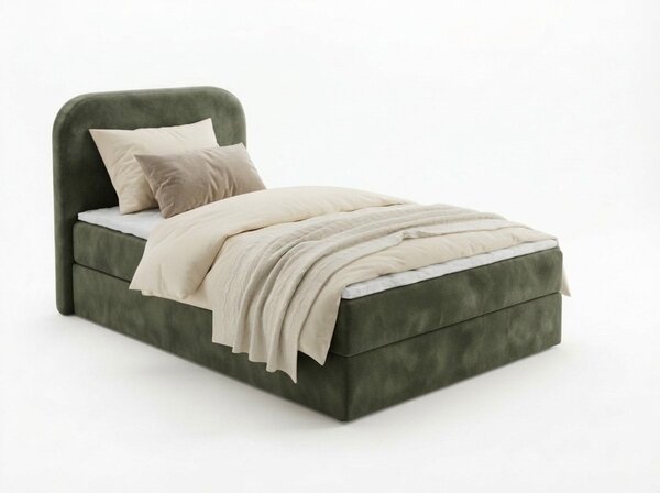 Pat tapitat boxspring FORENA 90x200 cm verde inchis Saltele: Saltea cu arcuri Bonell