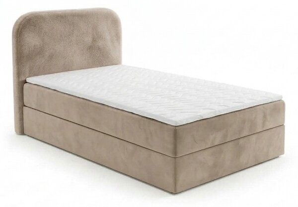 Pat boxspring tapițat FORENA 90x200 cm bej Saltele: Saltea cu arcuri Bonell