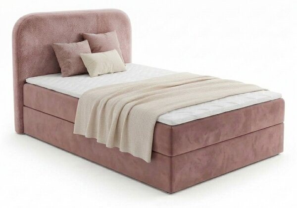 Pat tapițat boxspring FORENA 90x200 cm roz vechi Saltele: Saltea cu arcuri Bonell