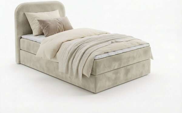 Pat boxspring tapitat FORENA 90x200 cm crem Saltele: Saltea cu arcuri Bonell