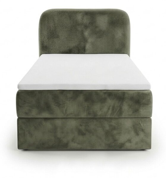 Pat tapitat boxspring FORENA 90x200 cm verde inchis Saltele: Saltea cu arcuri Bonell