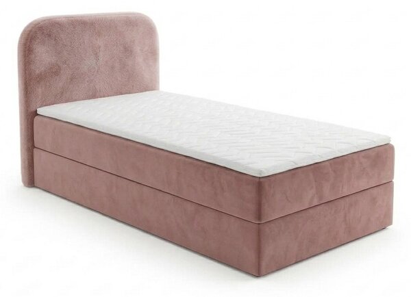 Pat tapițat boxspring FORENA 90x200 cm roz vechi Saltele: Saltea cu arcuri Bonell