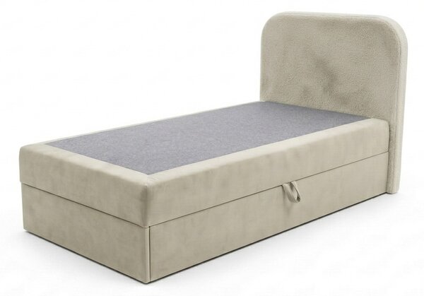 Pat boxspring tapitat FORENA 90x200 cm crem Saltele: Saltea cu arcuri Bonell
