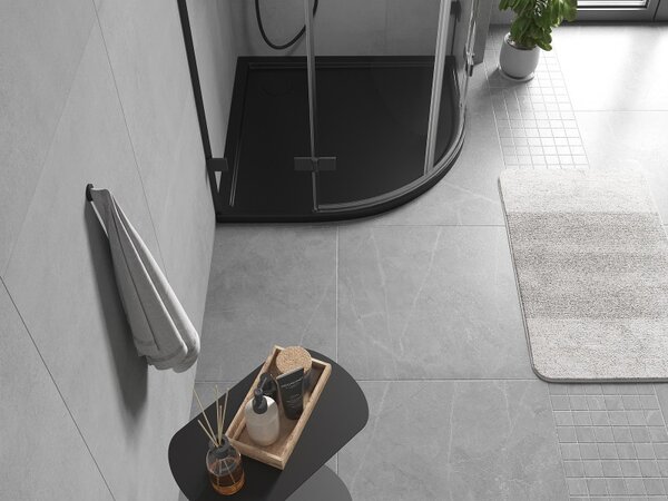 Mexen Flow, cădiță de duș rotundă slim 80 x 80 cm, negru mat, 46Q708080
