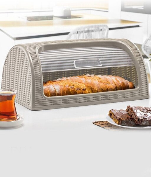 Cutie paine DP0533, crem, plastic/ratan, 41x27x18 cm