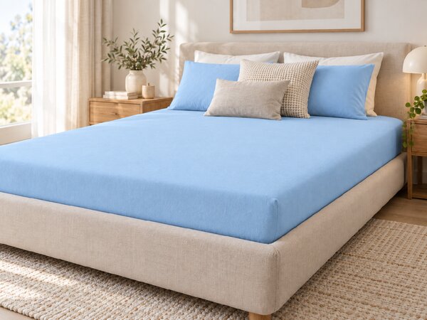 Cearsaf Jersey EXCLUSIVE albstru glacial 90 x 200 cm