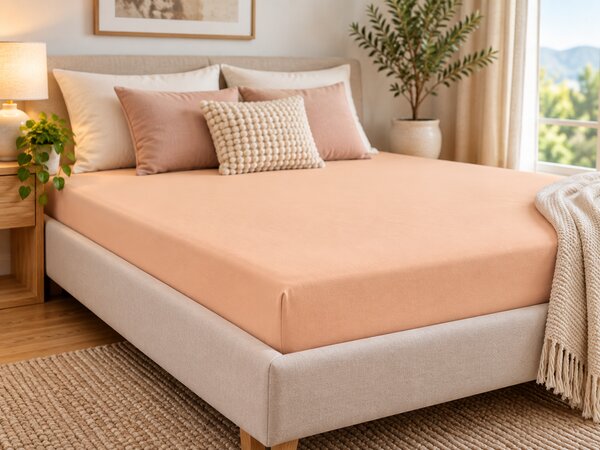 Cearsaf Jersey EXCLUSIVE piersica deschis 90 x 200 cm
