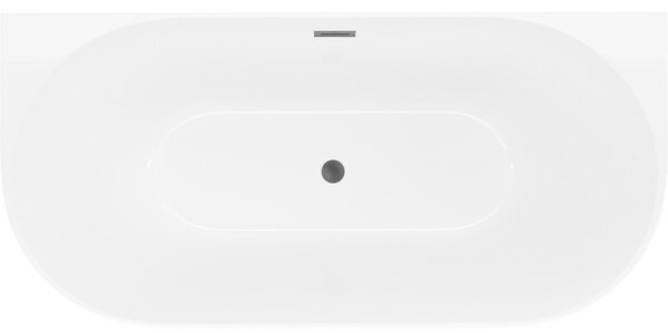 Cadă de baie independentă Mexen Oval Slim, lipită de perete, 170 x 80 cm, alb lucios, preaplin grafit, 52661708000-95