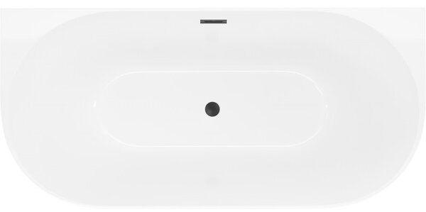 Cadă de baie Mexen Oval Slim, independentă, lipită de perete, 170 x 80 cm, alb lucios, preaplin negru mat, 52661708000-70