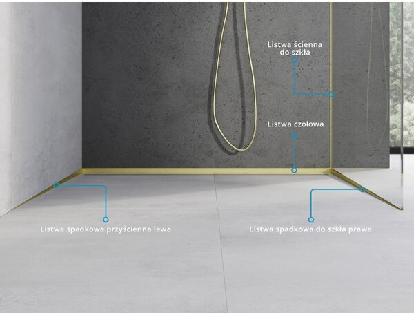 Mexen Line-B, bară de duș 120 cm, stânga, auriu mat, 185502120L