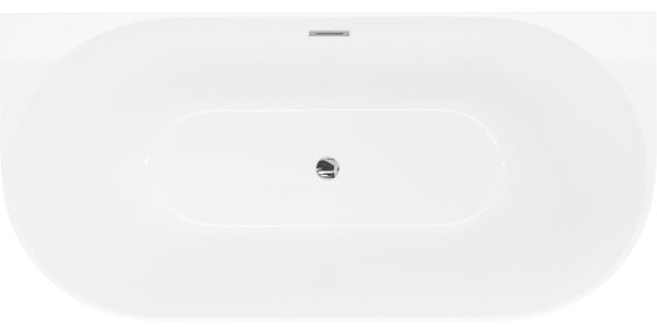 Cadă de baie independentă Mexen Oval Slim, lipită de perete, 170 x 80 cm, alb lucios, preaplin cromat, 52661708000-01