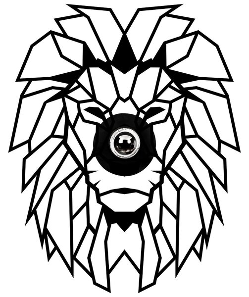 Aplica De Perete Lion, Negru, 39x12x49 cm